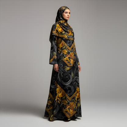 Iris Noir Dorado — Patrón de lujo sin costuras para papel tapiz, textiles y prendas de vestir | Diseño premium pintado a mano