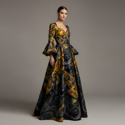 Iris Noir Dorado — Patrón de lujo sin costuras para papel tapiz, textiles y prendas de vestir | Diseño premium pintado a mano