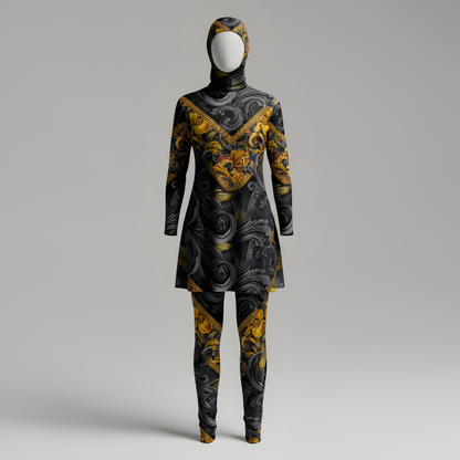 Iris Noir Dorado — Patrón de lujo sin costuras para papel tapiz, textiles y prendas de vestir | Diseño premium pintado a mano