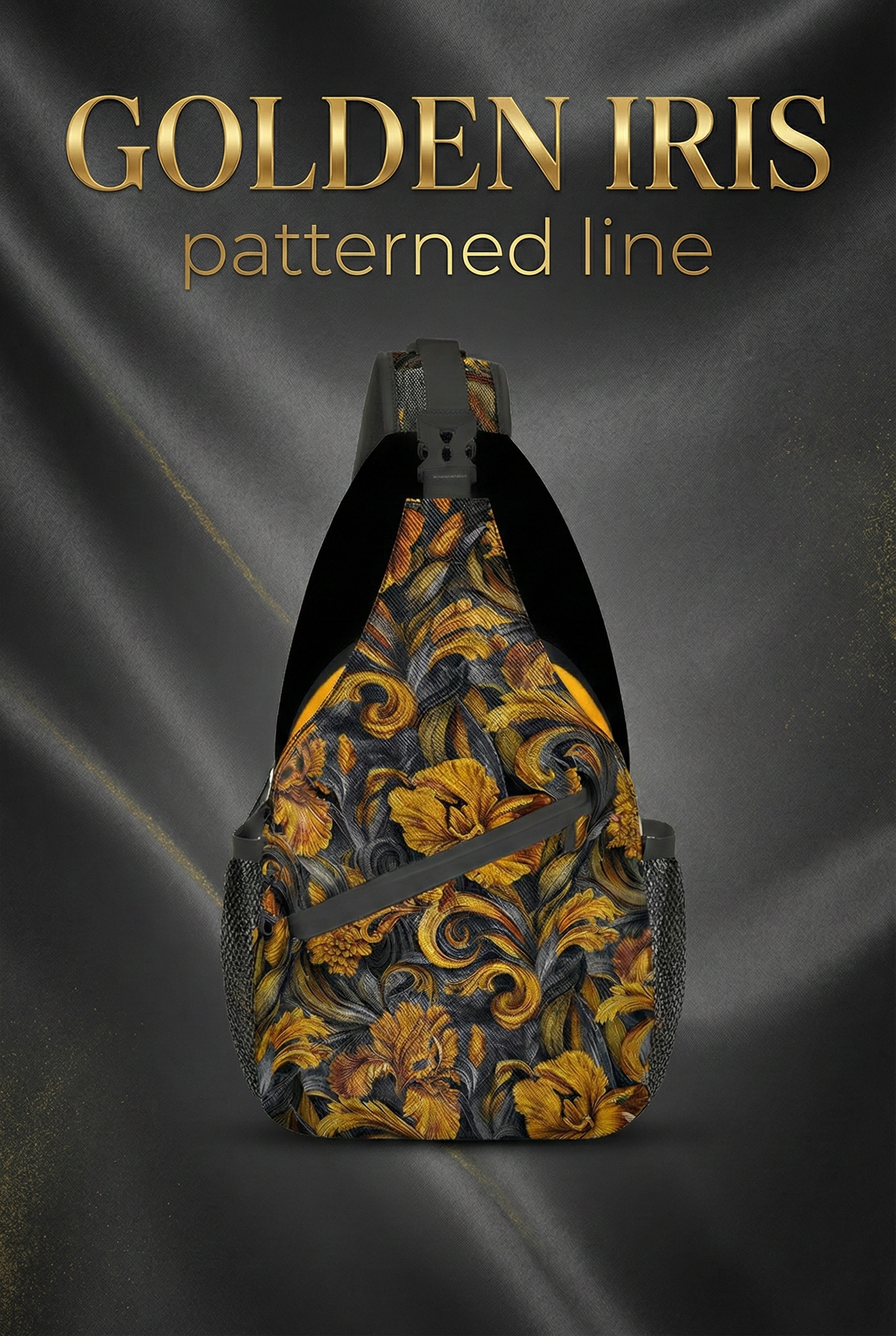 Golden Iris Luxury Pattern Sling Bag - Stylish Unisex Cross-body for Everyday & Travel