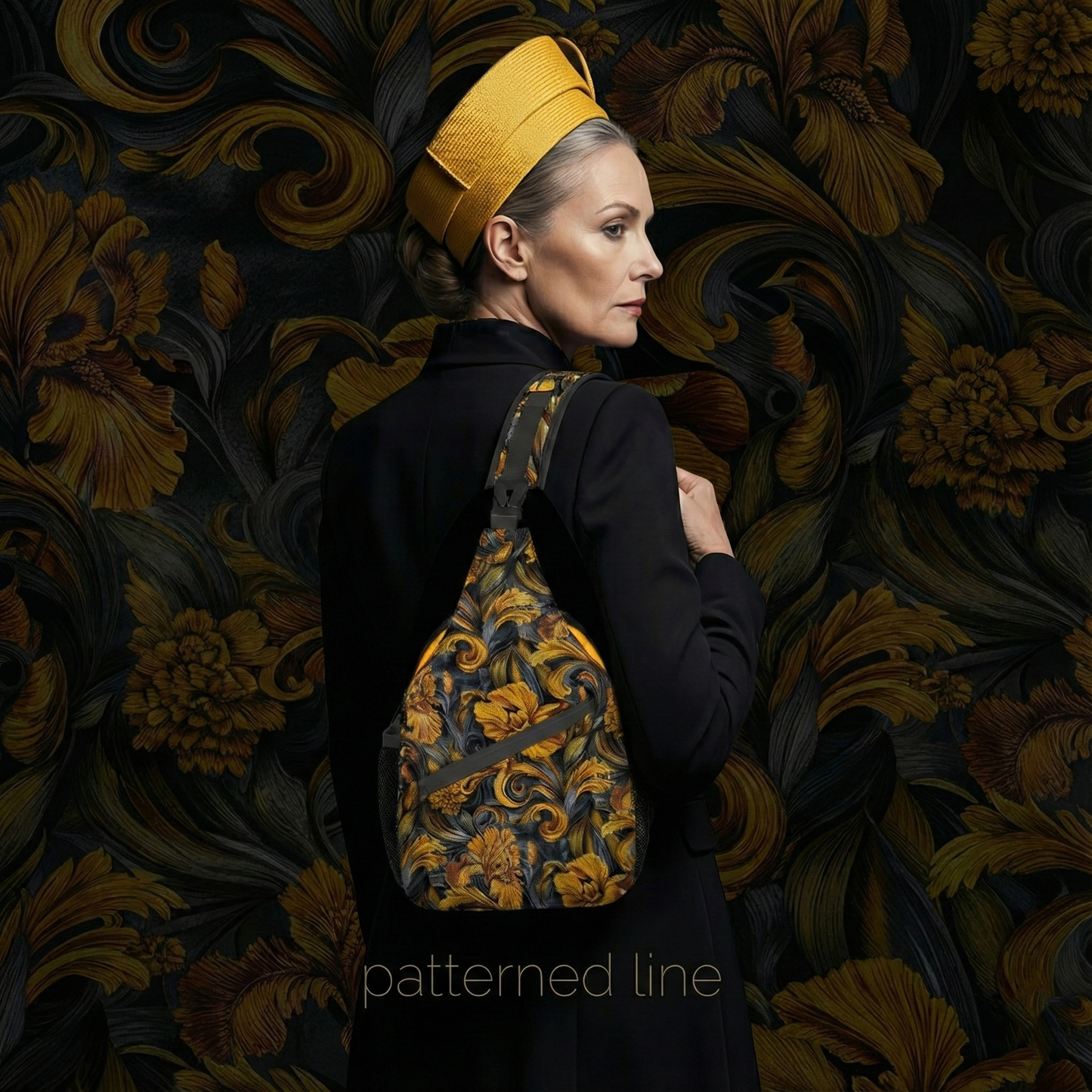 Golden Iris Luxury Pattern Sling Bag - Stylish Unisex Cross-body for Everyday & Travel