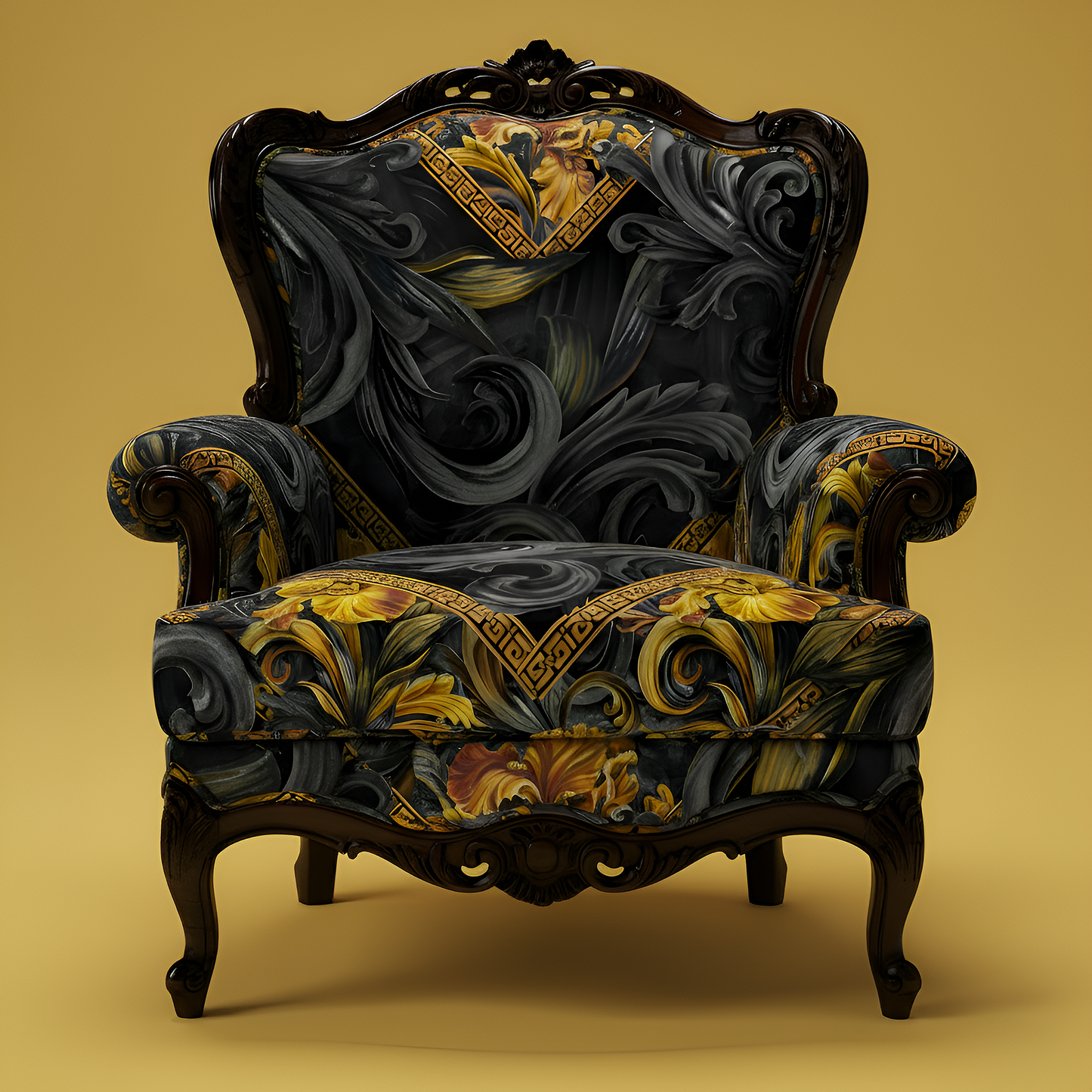Golden Iris Geomuse — Luxury Seamless Pattern for Wallpaper, Textile & Apparel | Hand-painted Premium Design