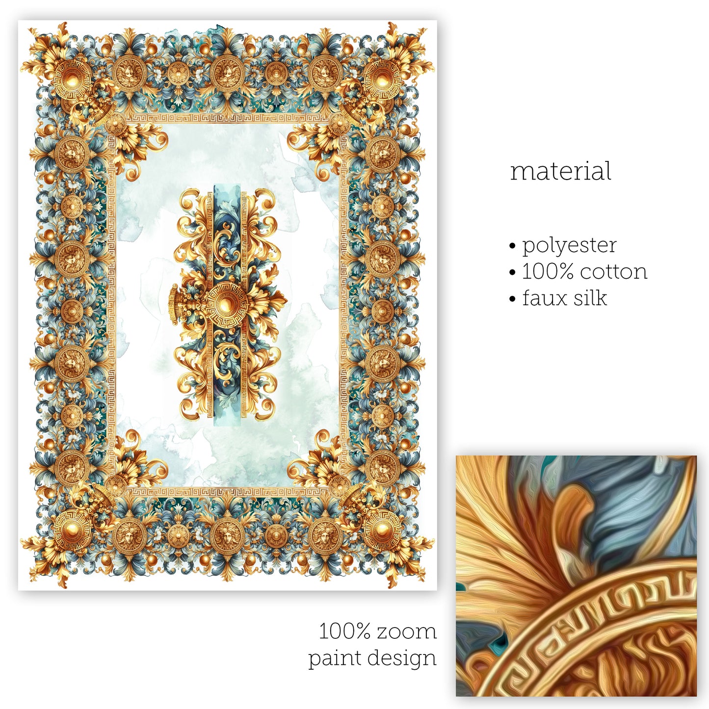 Tablecloth Baroque-paint Exclusive customized style design "Aliblue"  • Your logo • polyester • 100% cotton • faux silk