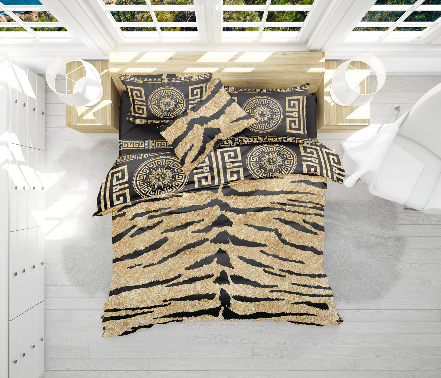Juego de cama "Marbella"• diseño reversible de estilo excéntrico griego