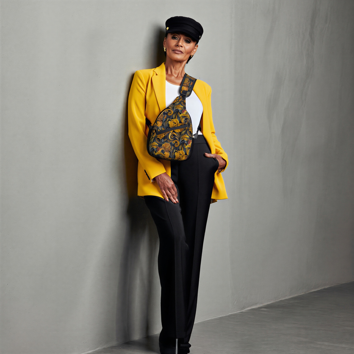 Golden Iris Luxury Pattern Sling Bag - Stylish Unisex Cross-body for Everyday & Travel