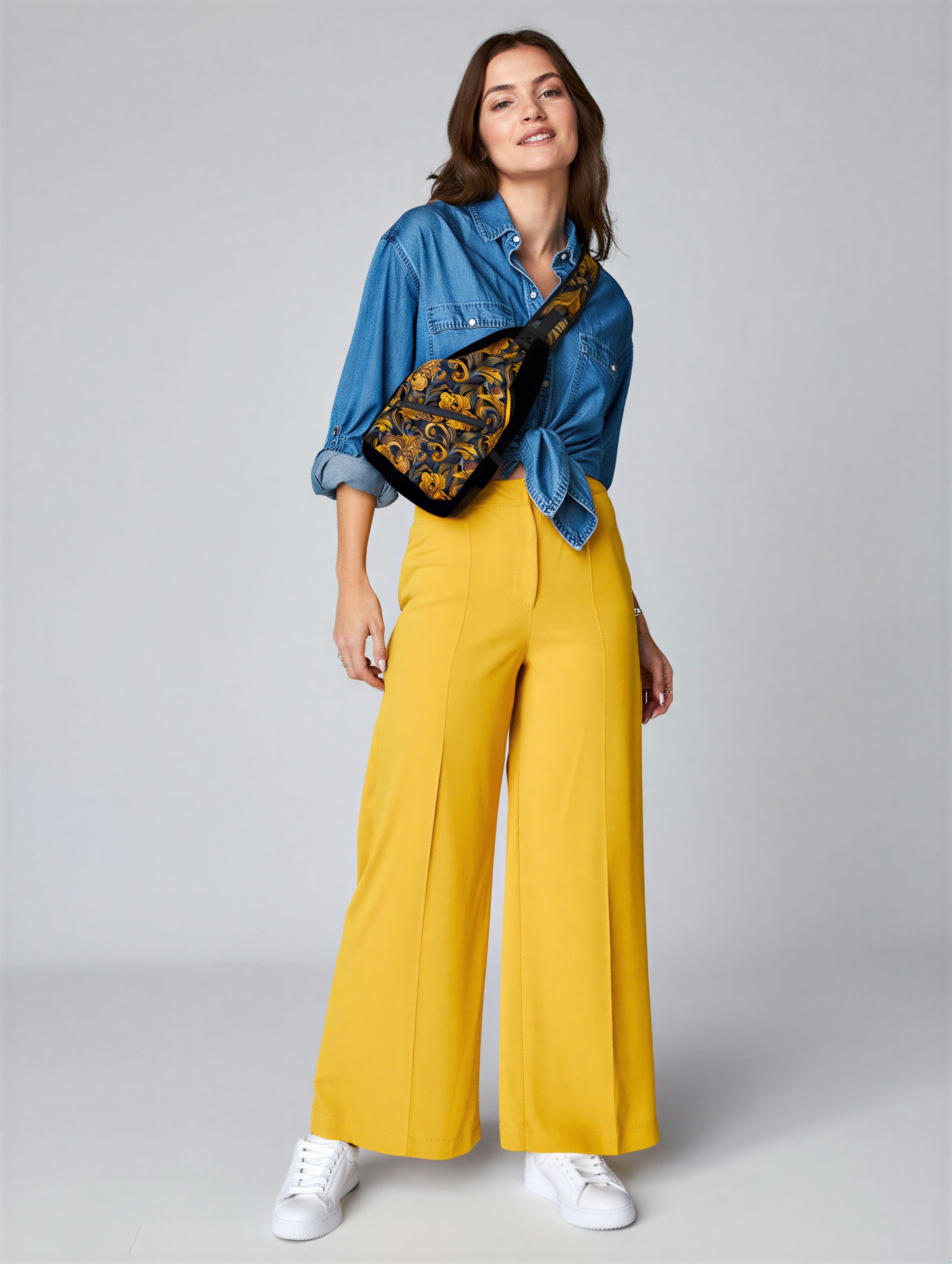 Golden Iris Luxury Pattern Sling Bag - Stylish Unisex Cross-body for Everyday & Travel