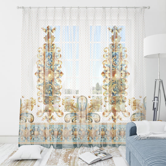 Cortinas SET 2 PIEZAS "Jili" • 20% | 50% | 80% de apagón • conjunto romántico de diseño marino