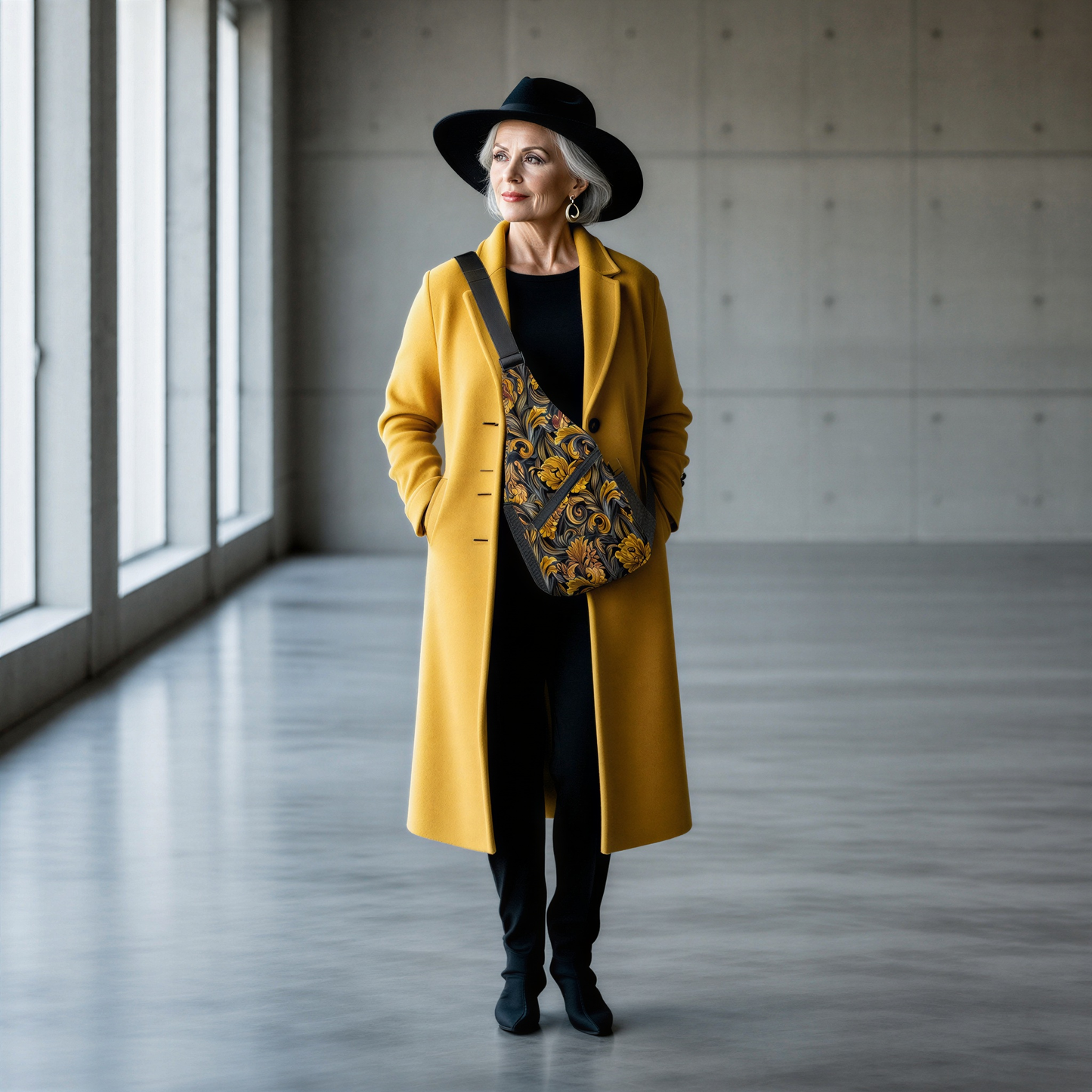 Golden Iris Luxury Pattern Sling Bag - Stylish Unisex Cross-body for Everyday & Travel