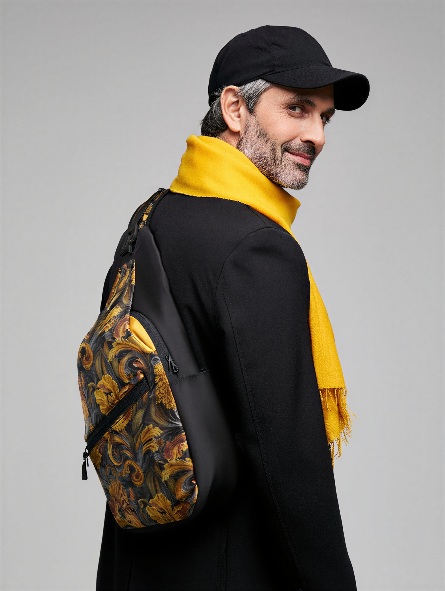 Golden Iris Luxury Pattern Sling Bag - Stylish Unisex Cross-body for Everyday & Travel