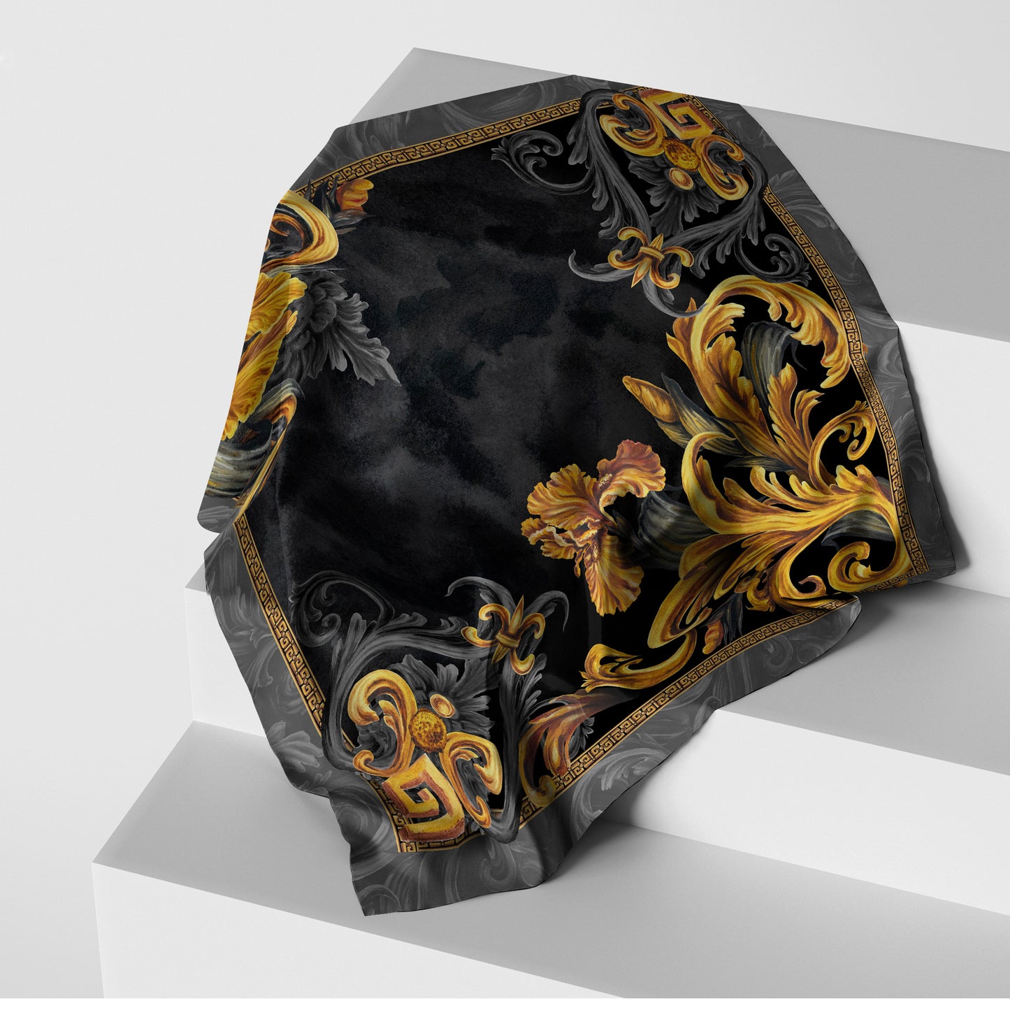 B2B Wholesale Golden Iris Luxury Scarf 10 PCS | 90x90cm Silk & Eco-Silk Options | Small Business Bulk Orders