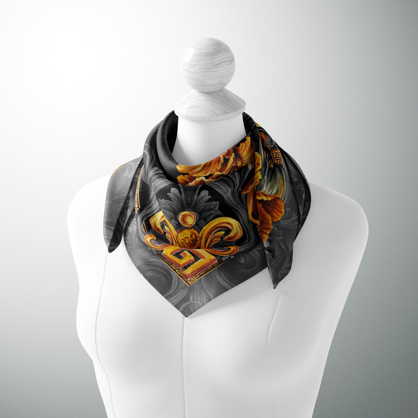 B2B Wholesale Golden Iris Luxury Scarf 10 PCS | 90x90cm Silk & Eco-Silk Options | Small Business Bulk Orders