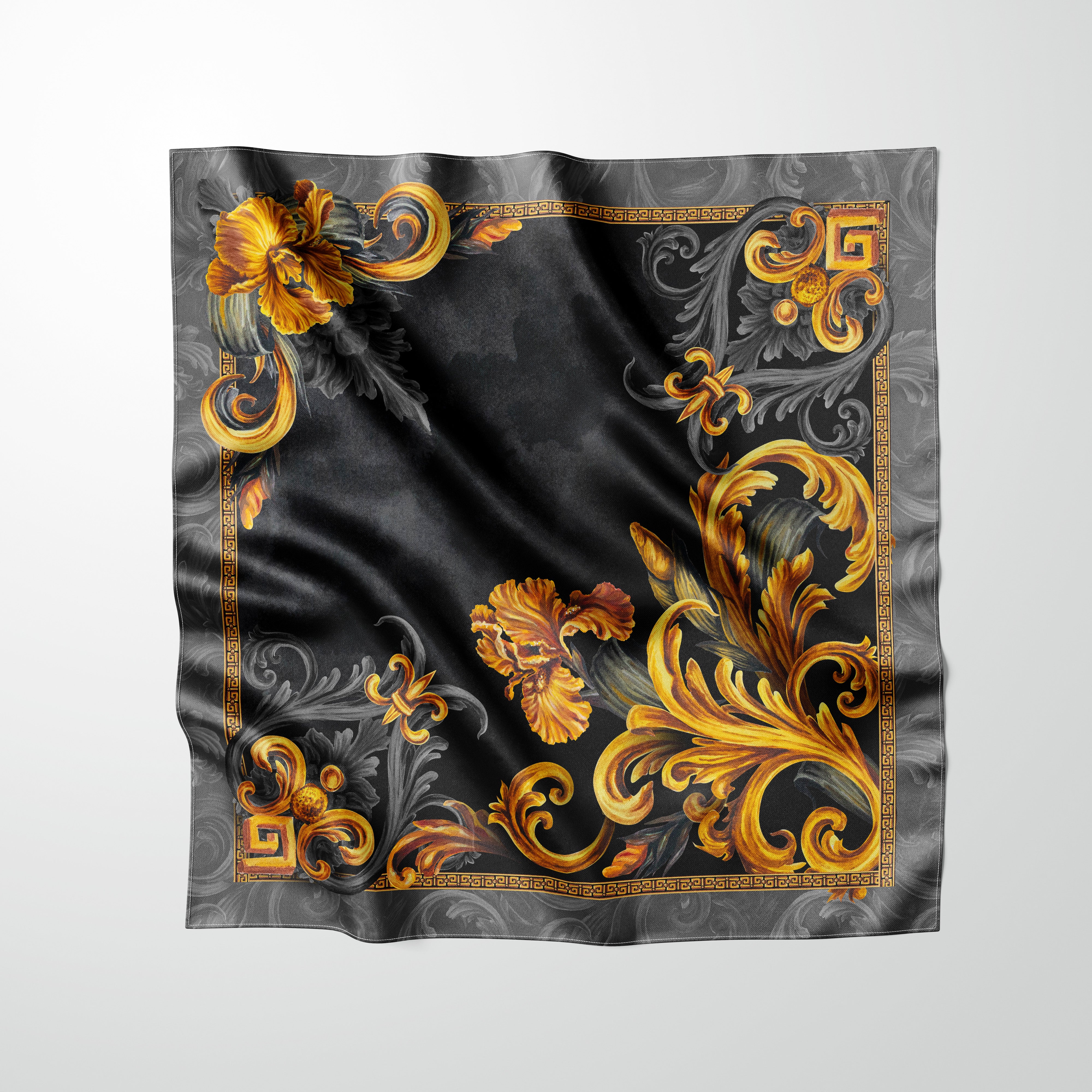 B2B Wholesale Golden Iris Luxury Scarf | 90x90cm Mulberry Silk