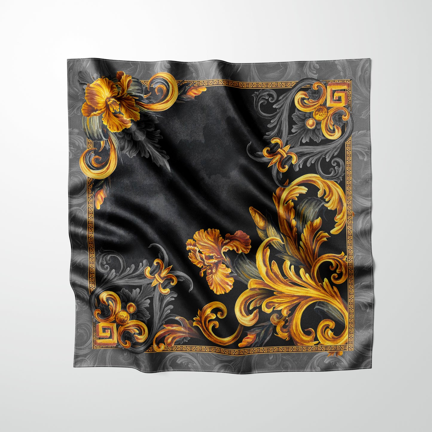 B2B Wholesale Golden Iris Luxury Scarf 10 PCS | 90x90cm Silk & Eco-Silk Options | Small Business Bulk Orders