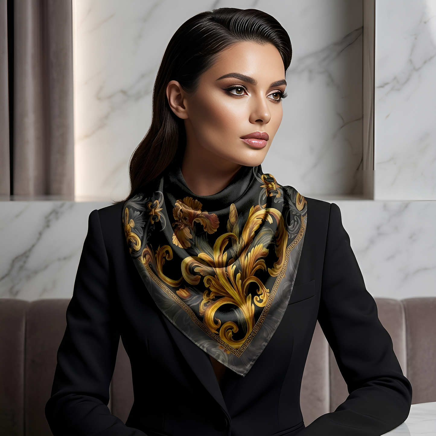 B2B Wholesale Golden Iris Luxury Scarf 10 PCS | 90x90cm Silk & Eco-Silk Options | Small Business Bulk Orders