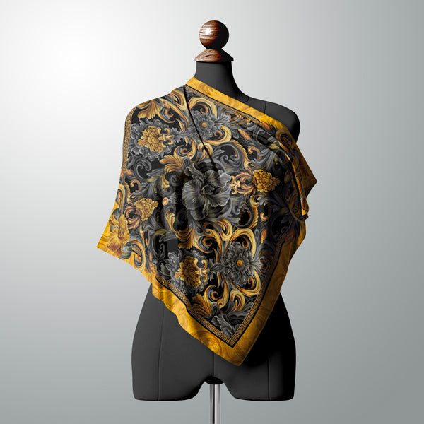 B2B Wholesale Golden Iris Luxury Scarf 10 PCS | 90x90cm Silk & Eco-Silk Options | Small Business Bulk Orders 2