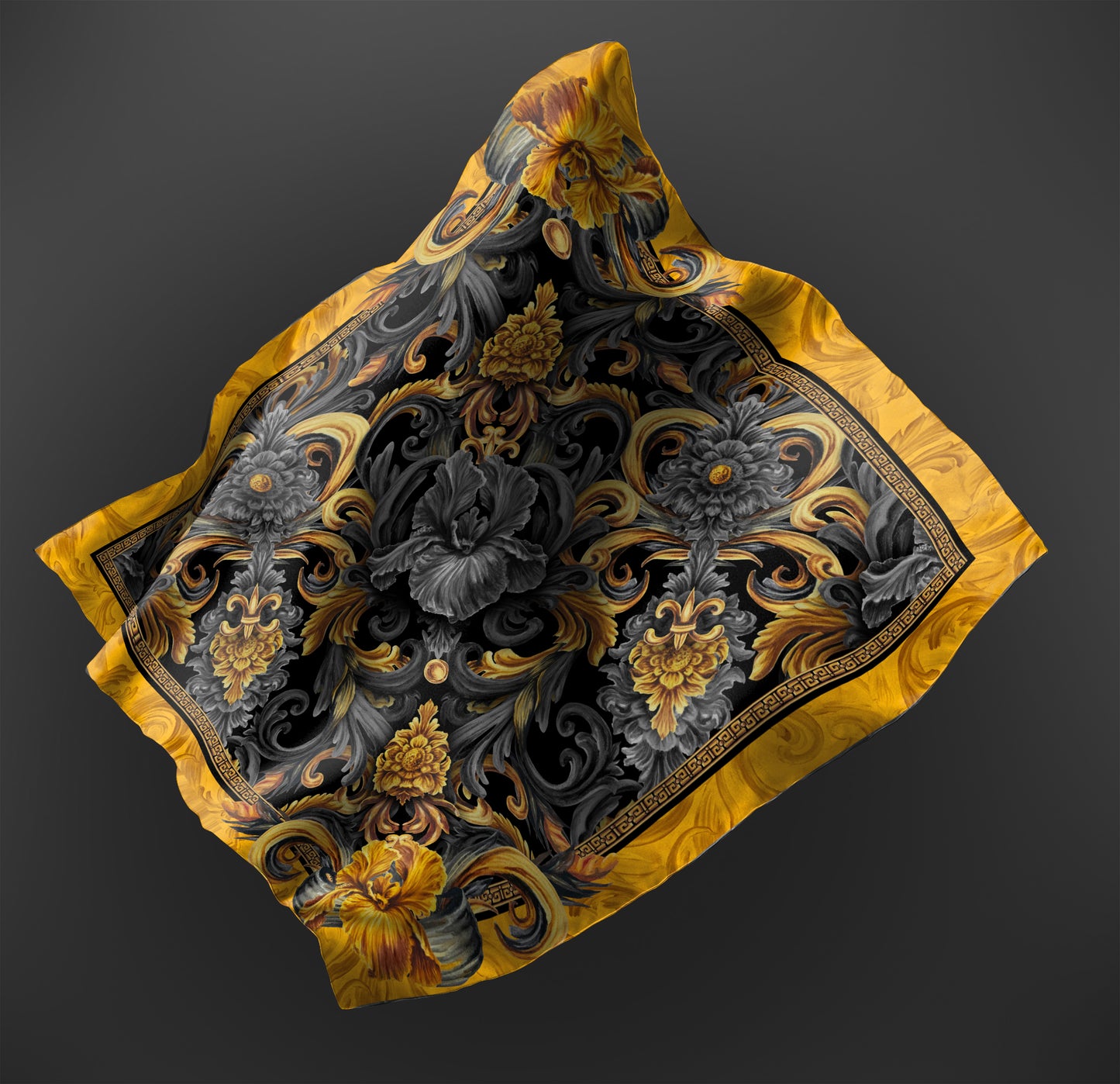 B2B Wholesale Golden Iris Luxury Scarf 10 PCS | 90x90cm Silk & Eco-Silk Options | Small Business Bulk Orders 2