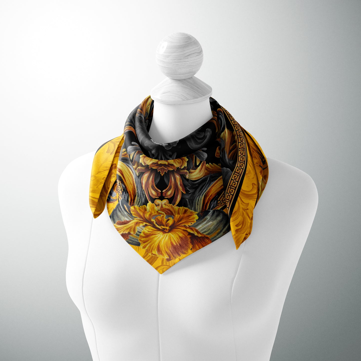 B2B Wholesale Golden Iris Luxury Scarf 10 PCS | 90x90cm Silk & Eco-Silk Options | Small Business Bulk Orders 2