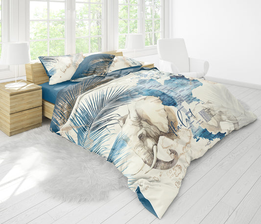 Mapa de Tailandia elefante buda Juego de cama de 3 pzs • Diseño impreso a 2 caras • Ropa de cama • Juego de funda nórdica con fundas de almohada • Full Queen King