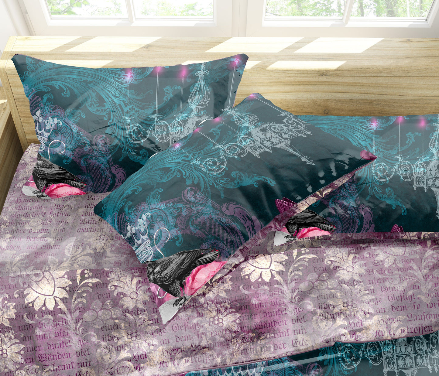 The Skull Gothic original baroque style reversible design Bedding set  • EU, USA Queen, King size  • 100% cotton
