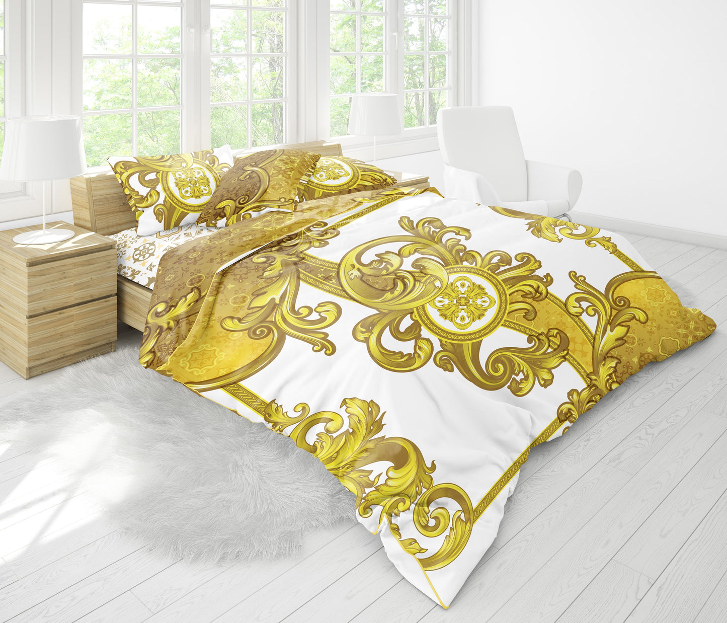 Baroque Eccentric Personalised design Bedding set "Gold dreams" • 2 sided printed design • Cotton • microfiber • AU, EU, USA, queen, king