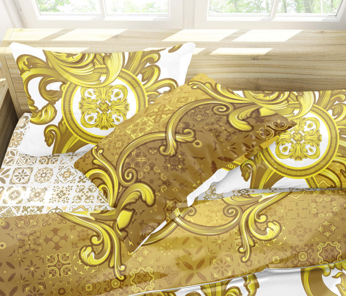 Baroque Eccentric Personalised design Bedding set "Gold dreams" • 2 sided printed design • Cotton • microfiber • AU, EU, USA, queen, king