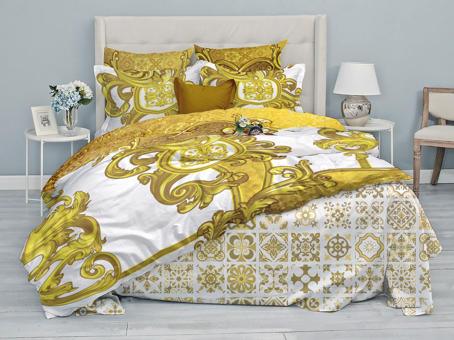 Baroque Eccentric Personalised design Bedding set "Gold dreams" • 2 sided printed design • Cotton • microfiber • AU, EU, USA, queen, king