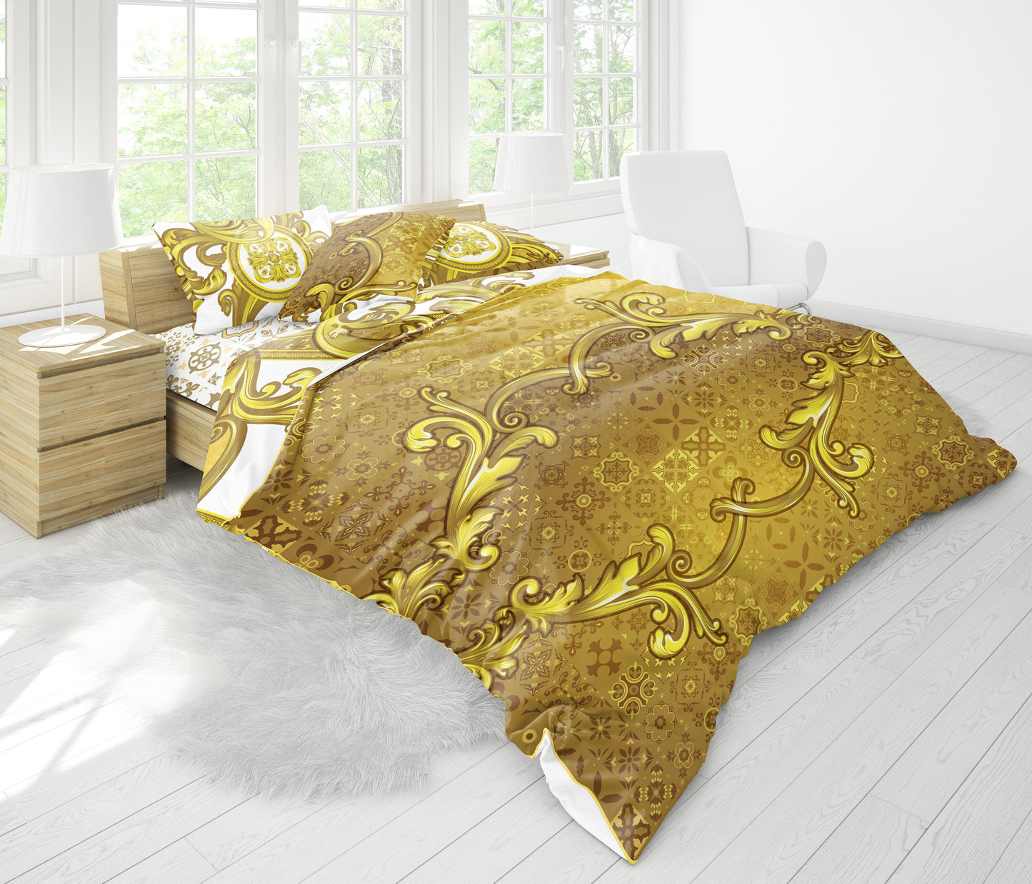 Baroque Eccentric Personalised design Bedding set "Gold dreams" • 2 sided printed design • Cotton • microfiber • AU, EU, USA, queen, king