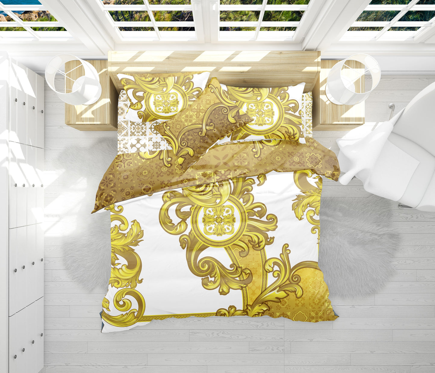 Baroque Eccentric Personalised design Bedding set "Gold dreams" • 2 sided printed design • Cotton • microfiber • AU, EU, USA, queen, king