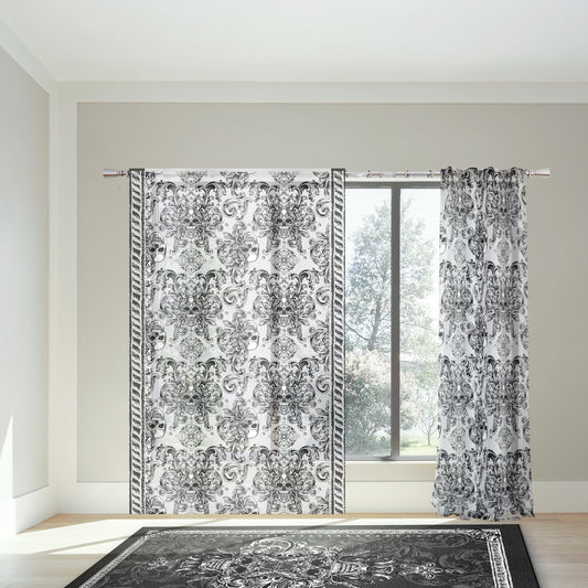 Juego de 2 cortinas con diseño de cráneo gótico romántico con dibujo a mano • cortinas de habitación • opacas • decoración del hogar