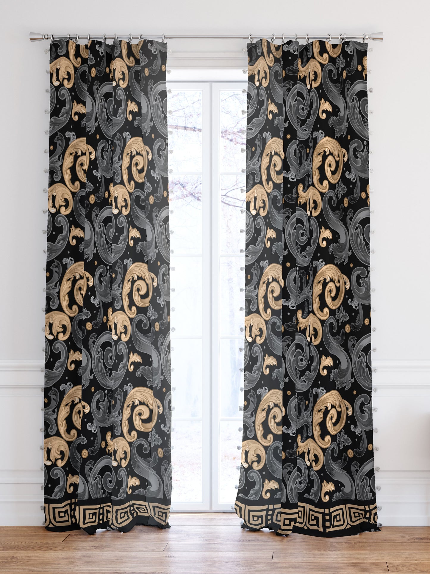 Curtains 2 PCS SET baroque style romantic design  • room curtains • blackout • home decor