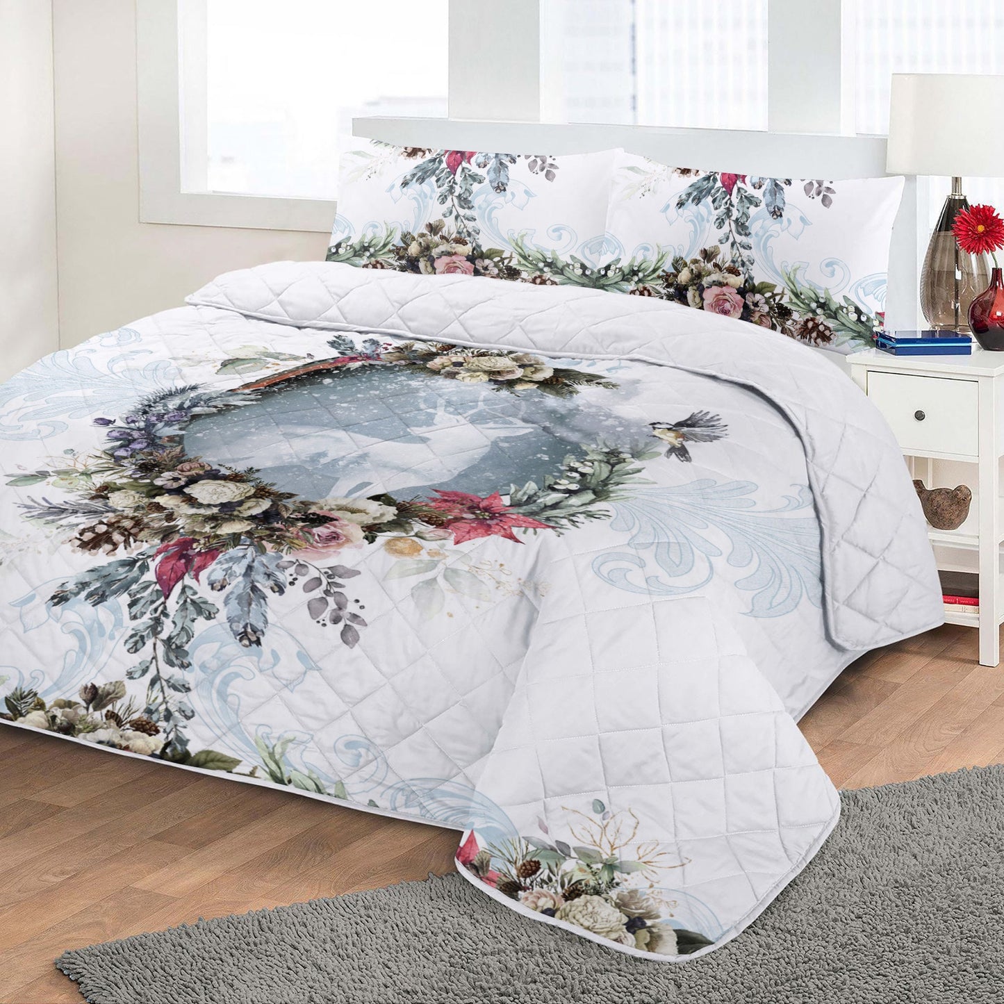 Diseño mágico de Navidad con ciervos Personalizado Edredón fino • colcha • manta para la decoración de tu dormitorio