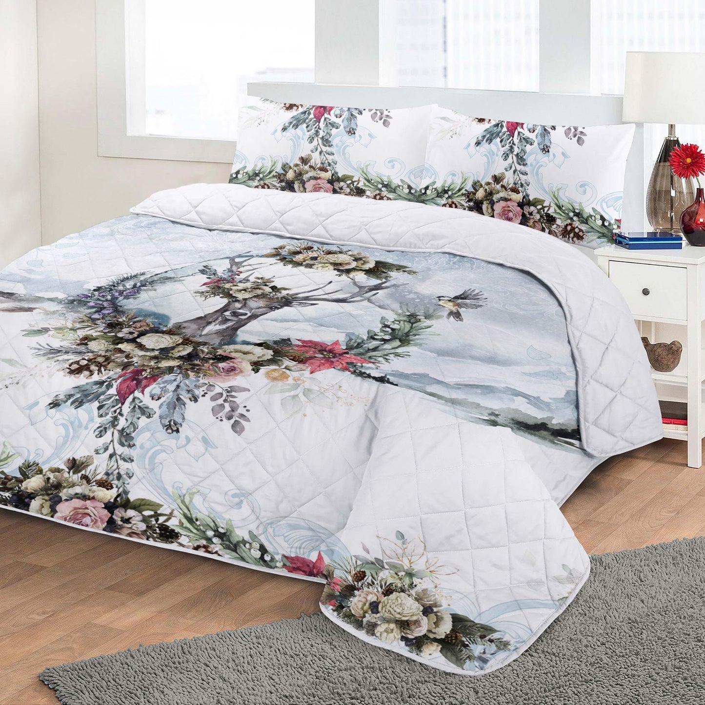 Diseño mágico de Navidad con ciervos Personalizado Edredón fino • colcha • manta para la decoración de tu dormitorio
