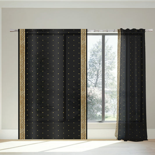 "Romero" Curtains 2 PCS SET black-gold baroque or greek style romantic design • room curtains • blackout • home decor