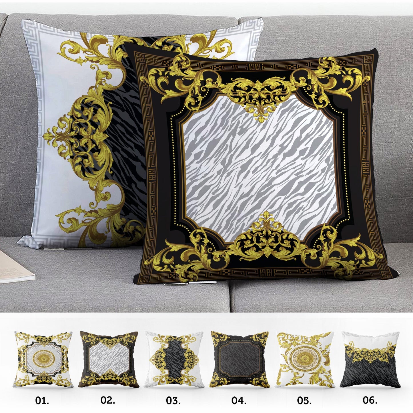 "Reina" cushion covers set • Art Gift • exclusive baroque retro design pillow covers • different sizes