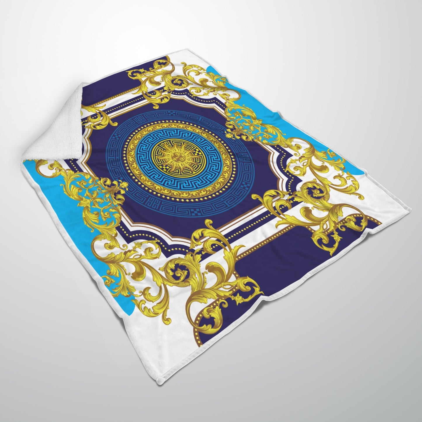 Customized  exclusive baroque blue-yellow retro design Blanket Sofa • Quilt • Bedspread