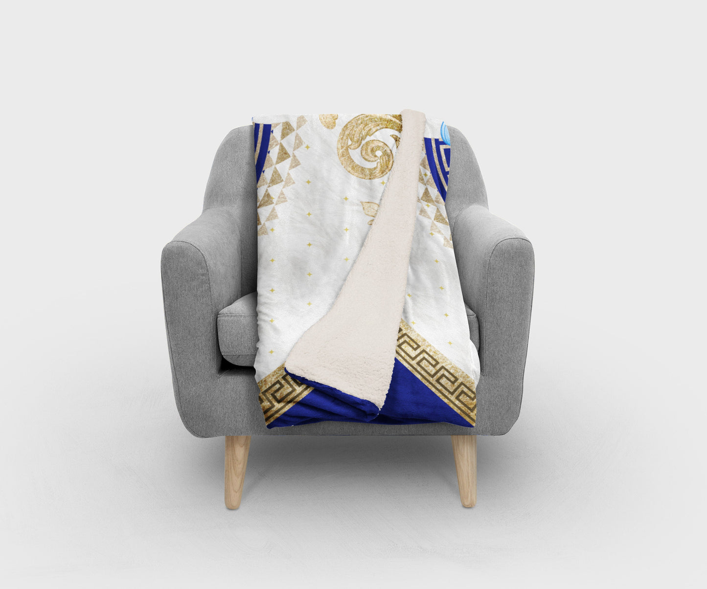 "Noira" Customized  exclusive baroque blue-gold retro design Blanket Sofa • Quilt • Bedspread