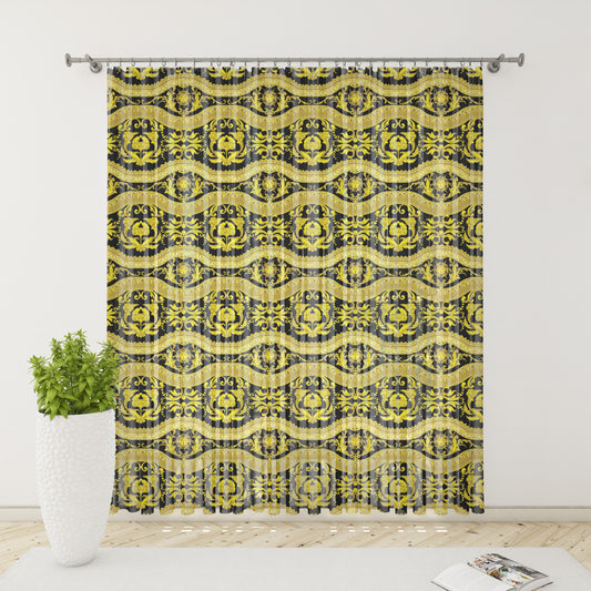 Cortinas 2 PCS SET oro-negro estilo barroco o griego diseño romántico • su logotipo • cortinas de la habitación • decoración del hogar