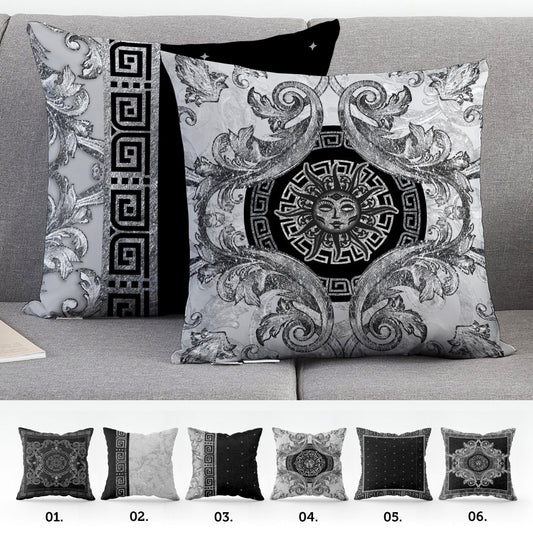 "Selina" cushion cover set • Art Gift • Exclusive baroque retro black-silver design pillow covers • different sizes