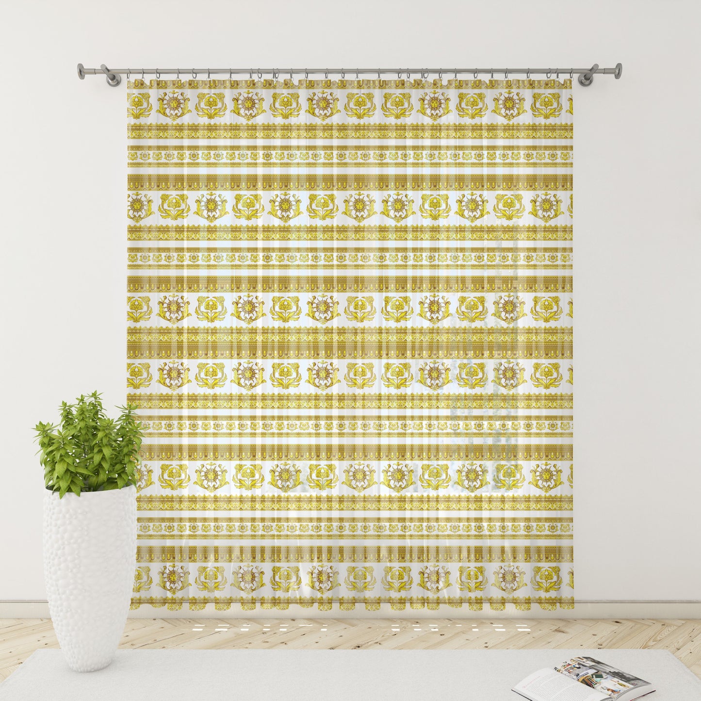 Curtains 2 PCS SET gold-white baroque or greek style romantic design • your LOGO • room curtains  • home decor
