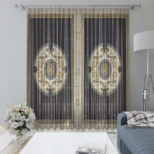 "Romero" Curtains 2 PCS SET black gold baroque or greek style romantic design • your LOGO • room curtains • blackout • home decor