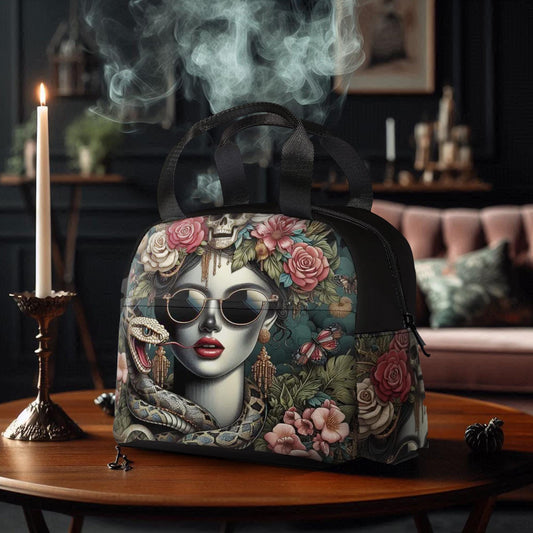 Bolsa de maquillaje personalizada, bolsa de almuerzo, bolsa de mano personalizada, bolsa misteriosa, decoración Whimsigoth, arte oscuro, regalos personalizados