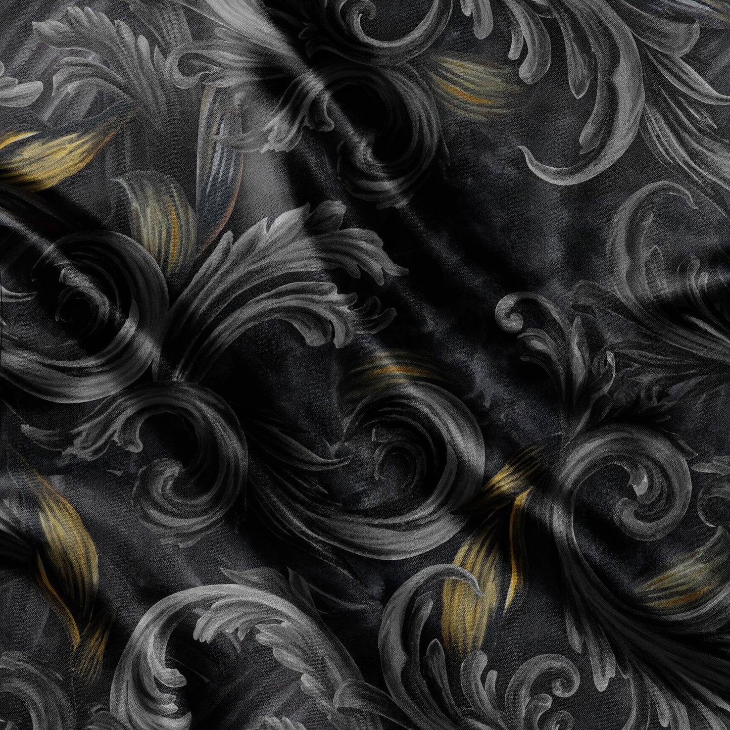 Golden Iris Noir — Luxury Seamless Pattern for Wallpaper, Textile & Apparel | Hand-painted Premium Design