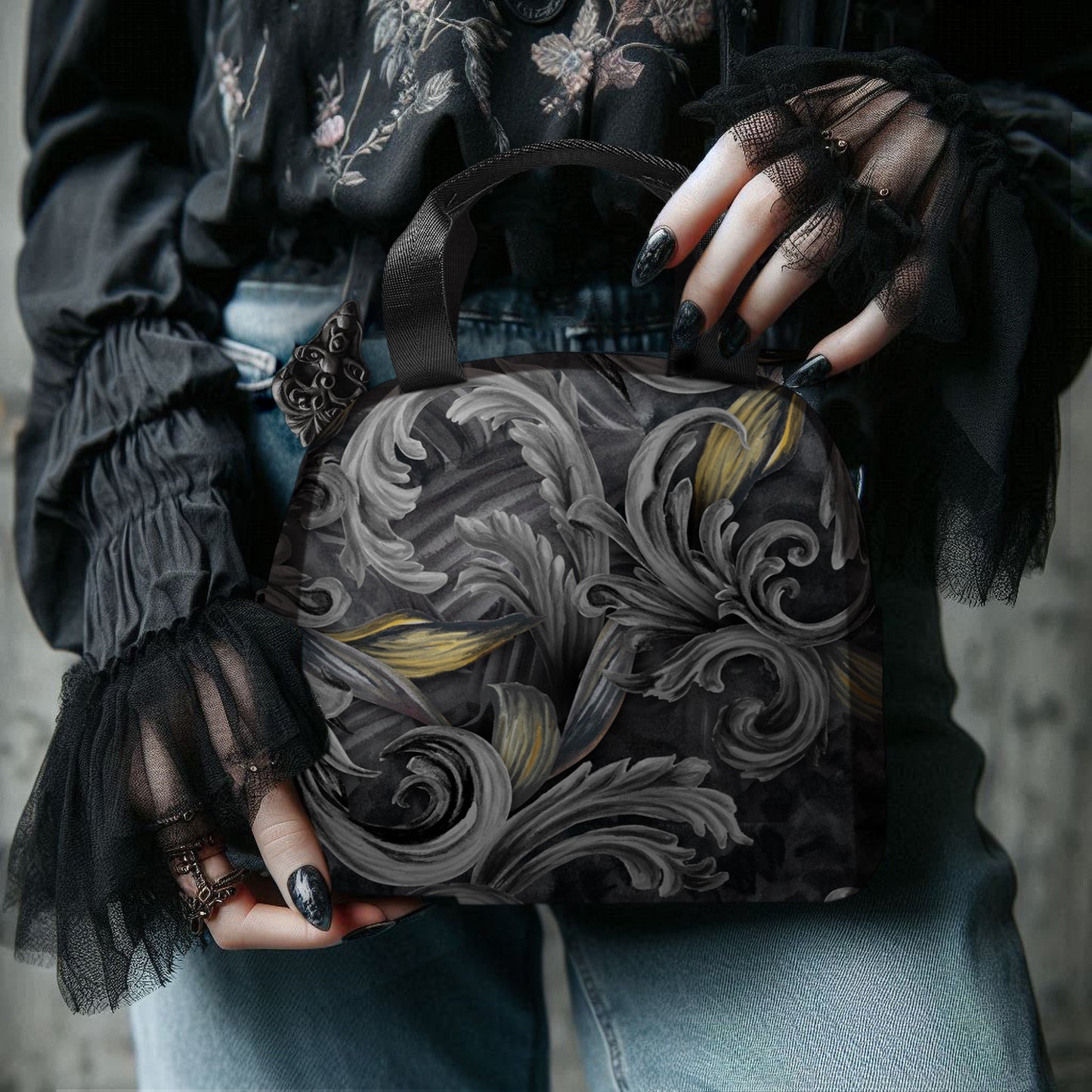 Golden Iris Noir — Luxury Seamless Pattern for Wallpaper, Textile & Apparel | Hand-painted Premium Design