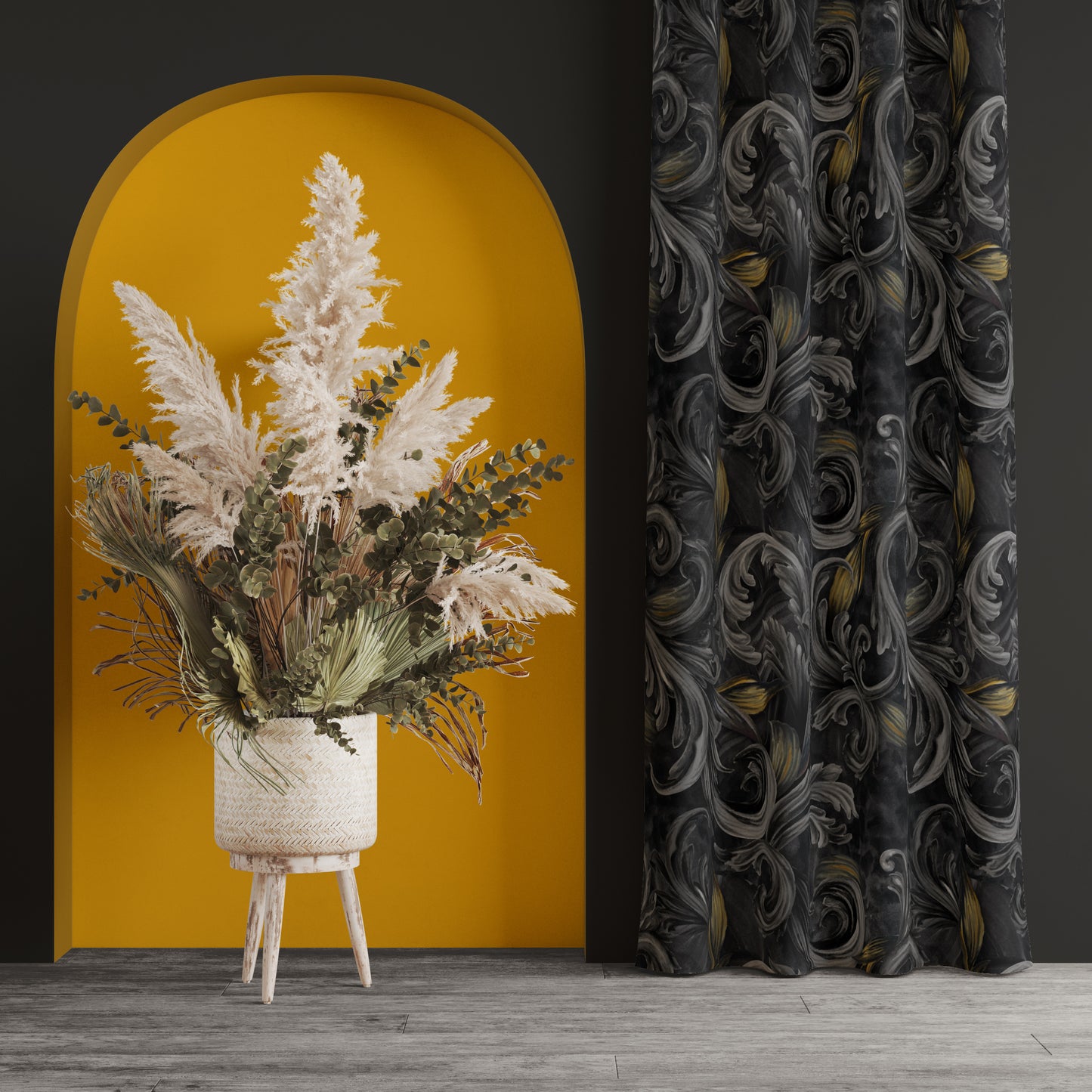 Golden Iris Noir — Luxury Seamless Pattern for Wallpaper, Textile & Apparel | Hand-painted Premium Design