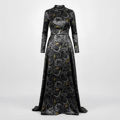 Golden Iris Noir — Luxury Seamless Pattern for Wallpaper, Textile & Apparel | Hand-painted Premium Design