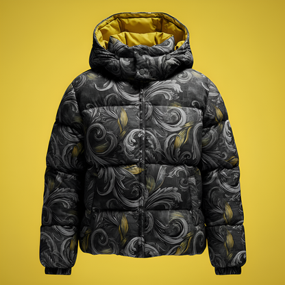 Golden Iris Noir — Luxury Seamless Pattern for Wallpaper, Textile & Apparel | Hand-painted Premium Design