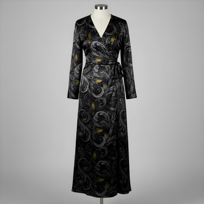 Golden Iris Noir — Luxury Seamless Pattern for Wallpaper, Textile & Apparel | Hand-painted Premium Design