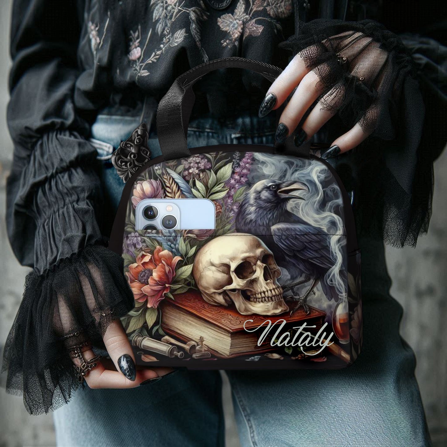 Custom Makeup Bag Lunch Bag Personalized Tote Bag Mystery Bag Whimsigoth Decor Dark Art Personalized Gifts