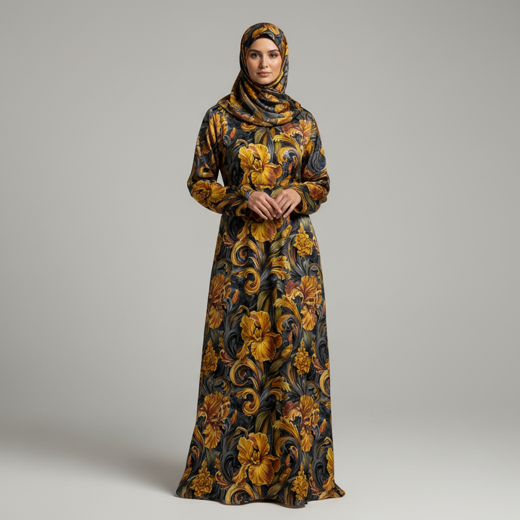 Golden Iris — Luxury Seamless Pattern for Wallpaper, Textile & Apparel | Hand-painted Premium Design