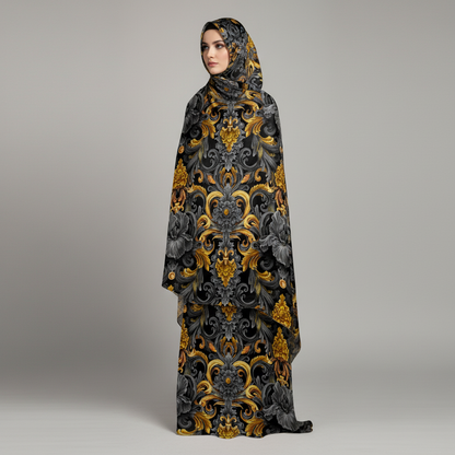 Golden Iris Damask — Luxury Seamless Pattern for Wallpaper, Textile & Apparel | Hand-painted Premium Design